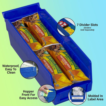 Akro-Mils 30120 Plastic Shelf Bins, Heavy Duty Storage Bins for Garage, Closet, and Drawer Organization, 12-Inch x 4-Inch x 4-Inch, Green, 24-Pack