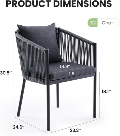 Soohow Outdoor Furniture Set for 2, Outdoor Dining Set Patio Chairs 2 Piece, Rattan Wicker Patio Furniture Chairs with Cushions for Garden, Deck, Backyard, Poolside