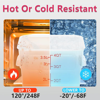 4 Pack 4 Quart Square Clear Food Storage Containers with Lids Cereal Containers Storage Airtight Food Storage Containers for Restaurant Kitchen Home