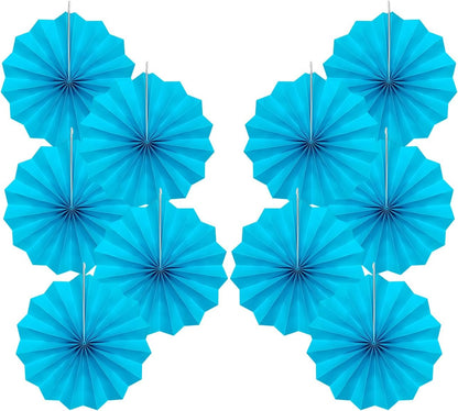 BARTHEW Blue Hanging Paper Fans,Blueaccessories Paper Decorations for Party,Blue Harmony Classroom Decorations,Party Decorations for Boys 8in Hanging Paper Fans 30 Color DIY Set (Sky Blue)