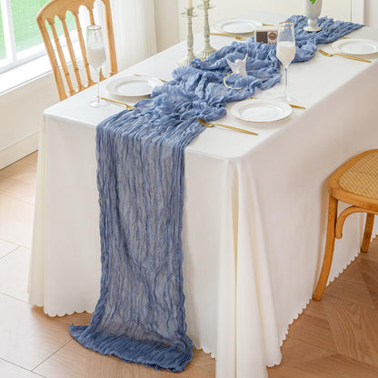 Sioloc 1 Pack Dusty Blue Cheesecloth Table Runner Fall Autumn Decor for Home 10ft Table Cloth for Tea Wedding Birthday Party Baby Bridal Shower Halloween Thanksgiving