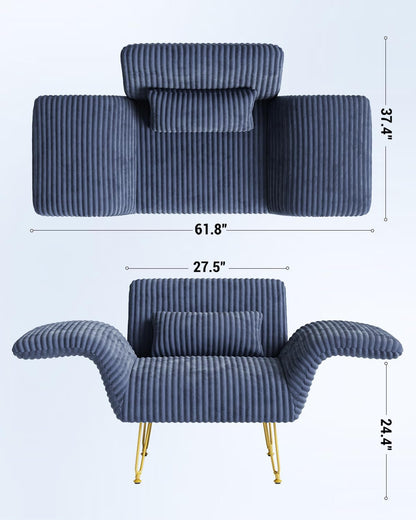 Txtin's Comfy Accent Chair Reading Chair for Bedroom Cozy Wing Arm Living Room Single Sofa Chair with Angle Adjustable Arms Navy Blue Corduroy Easy Assembly