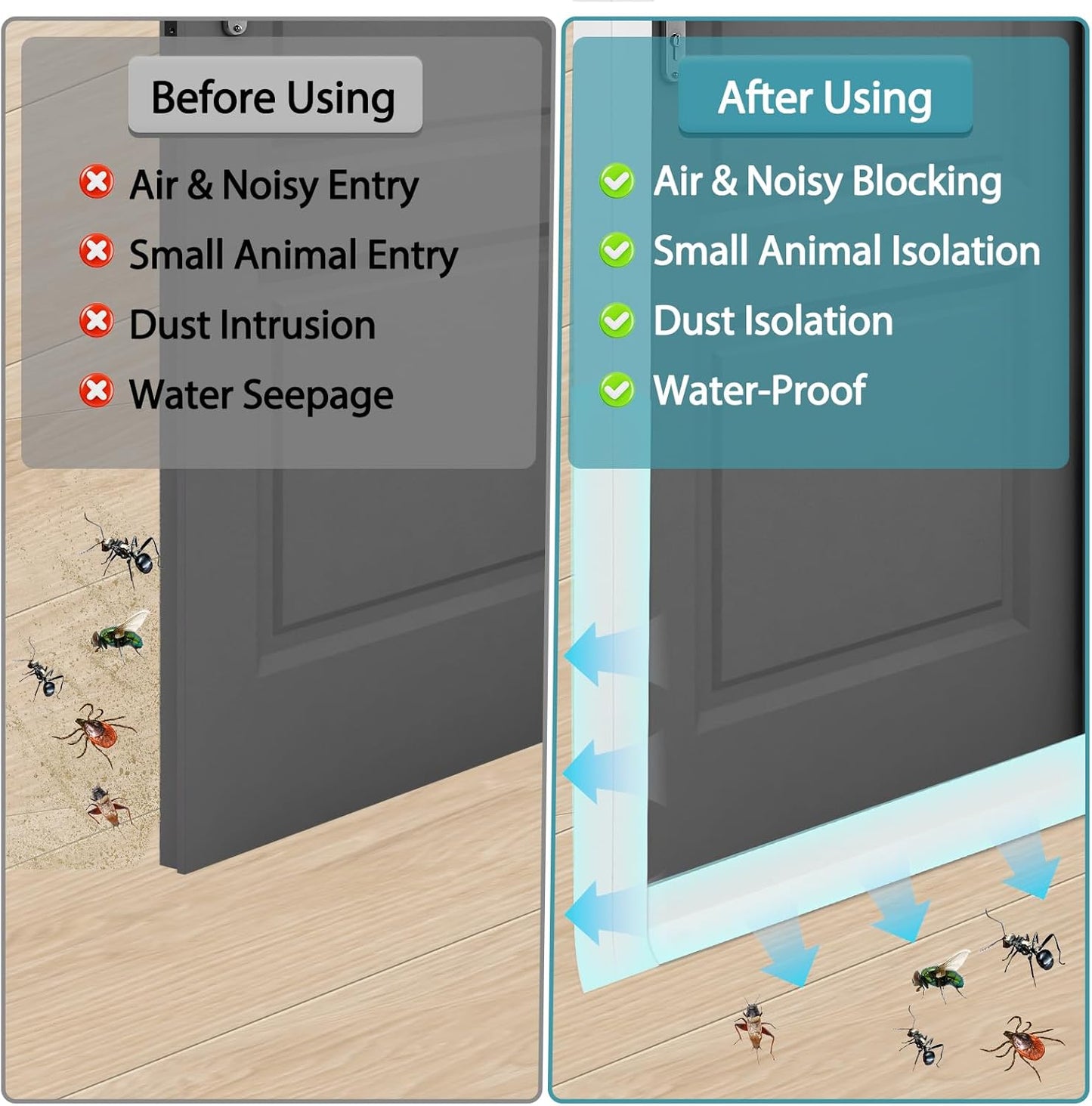 Weather Stripping Door Draft Stopper Flexible Self Adhesive Silicone Door Seal Strip for Glass Doors Windows and Shower Glass Gaps, 2 Inch Wide X 40 Feet Long, White