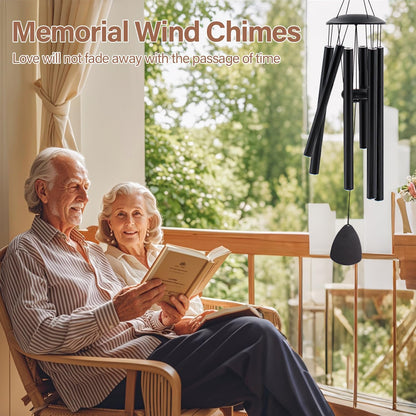 Wind Chimes for Outside, Large Aluminum Wind Chimes – Deep Tones & Soothing Melodies Ideal for Garden, Patio Decor, and Windchimes Outdoors for Loss of Loved One (32'' Black)