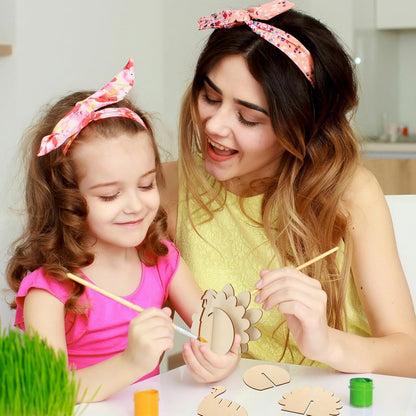 COCHIE DIY 3D Turkey Thanksgiving Wood Crafts to Paint for Kids Adults, Paintable Unfinished Wooden Slices for Craft, Fall Cutouts Ornaments for Painting Decorations 24 PCS Formed Into 6 Turkeys