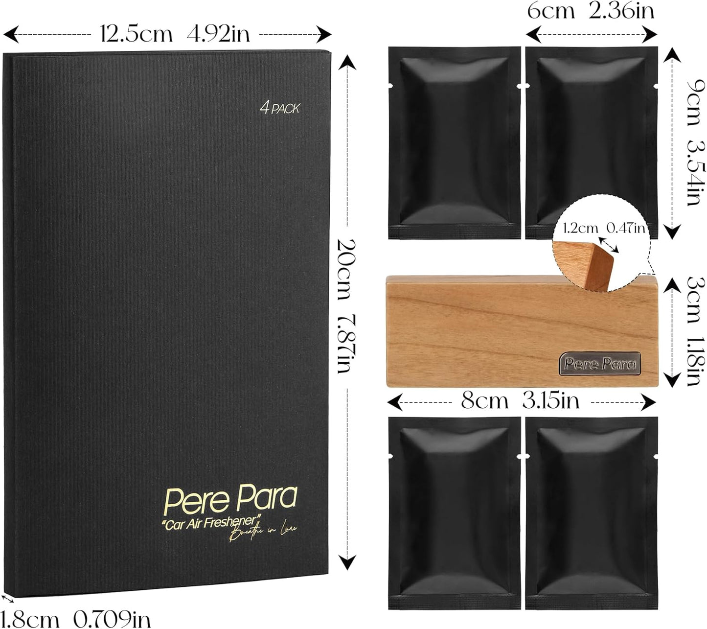 4 Refreshing Scent Bags Wood Car Air Freshener Vent Clip (Burlywood, Misty Grove)- Natural Scent Diffuser for Car, Truck & SUV with Premium Essential Oil Starter Kit Gift for Men & Women