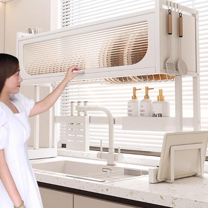 Home Furnishing Dish Rack Over Sink Stainless Steel Over The Sink Dish Drainer Drying Rack Space Kitchen Sink Rack Multifunctional countertop Dish Storage Rack Sink(White,75cm/29.5in)