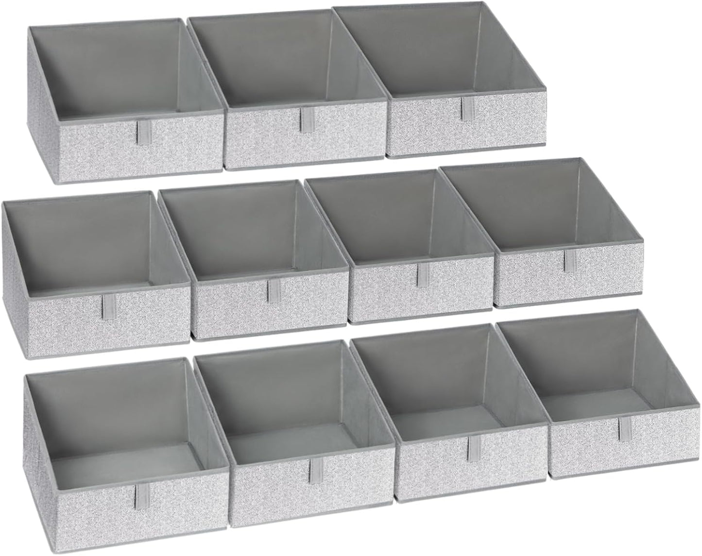 DIMJ Closet Storage Bins 10 Pack - Fabric Trapezoid Closet Organizer Bin, Foldable Storage Baskets for Shelves, Closet Shelf Organizer, Clothing Storage Box for Toys, Books, Towel, Clothes, Gray