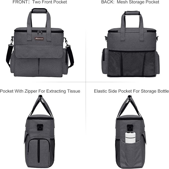 Modoker Airline Approved Pet Travel Bag, Weekend Dog Travel Set for Dog and Cat, Airline Approved Tote Organizer with Multi-Function Pockets 2 Food Storage Containers, 2 Collapsible Bowls (Dark Gray)