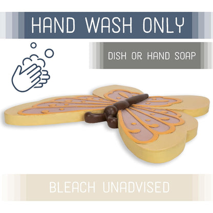 NAT & Jules Animal Character Shaped Dimensional Indoor Outdoor 11 inch Cast Resin Decorative Garden Stepping Stone, Patio, Walkway Sculpture Yard Art, Yellow Butterfly