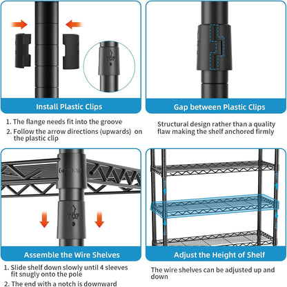 Over Washer and Dryer Shelves,Heavy Duty Laundry Room Storage Organization Clothes Drying Rack,5 Tier Adjustable Height Wire Shelving and Wire Basket with Hanger Rod&Hook,Space Saving Shelf