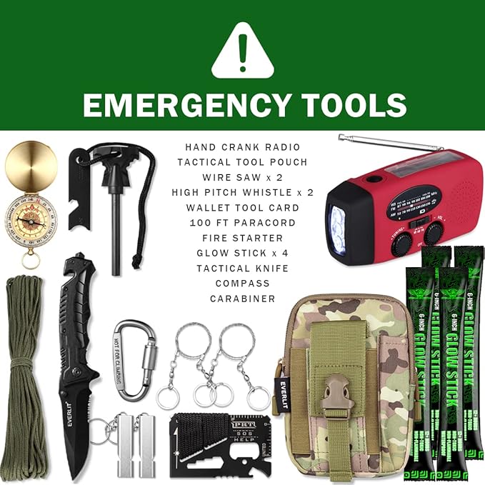 EVERLIT Complete 72 Hours Earthquake Bug Out Bag Emergency Survival Kit for Family. Be Prepared for Hurricanes, Floods, Tsunami, Other Disasters