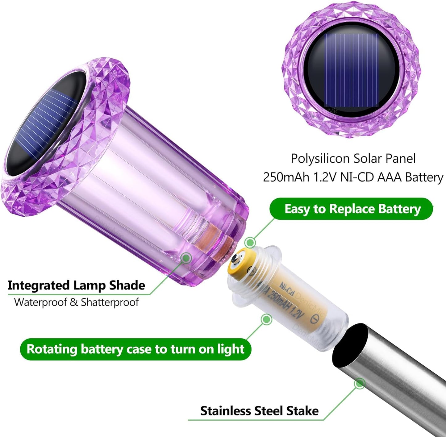 DenicMic Halloween Solar Lights Outdoor 15 Pack Purple LED Waterproof Yard Garden Patio Backyard Pathway Walkway Landscape Lawn Outside Halloween Decorations Outdoor