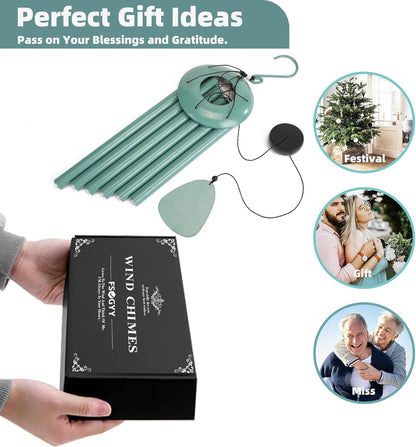 Wind-Chimes-Outdoor-Deep-Tone, Large Soothing Melodic Tones Windchimes, Wind Chimes for Outside, Memorial Wind Chime Best Gift for Mom Women Grandma Neighbors(32" Cyan Coated Aluminum)