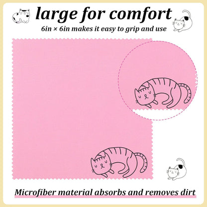 Sinmoe 20 Pcs Microfiber Cleaning Cloth Cute Kitty Cat Design Microfiber Cloth Gift Soft Multicolor Glasses Cleaner for Eyeglasses Camera Lens Cell Phone Screens Glasses, 6 x 6 Inches