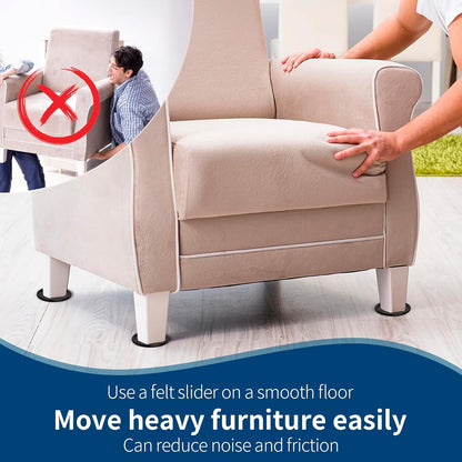 Ezprotekt 1 5/8" Round Reusable Felt Furniture Caster Cups with Carpet Bottom, 16 Pcs Felt Furniture Sliders Floor Protectors Pads to Protect Hardwood, Tile Floors Carpet from Scratches (Brown/Gray)