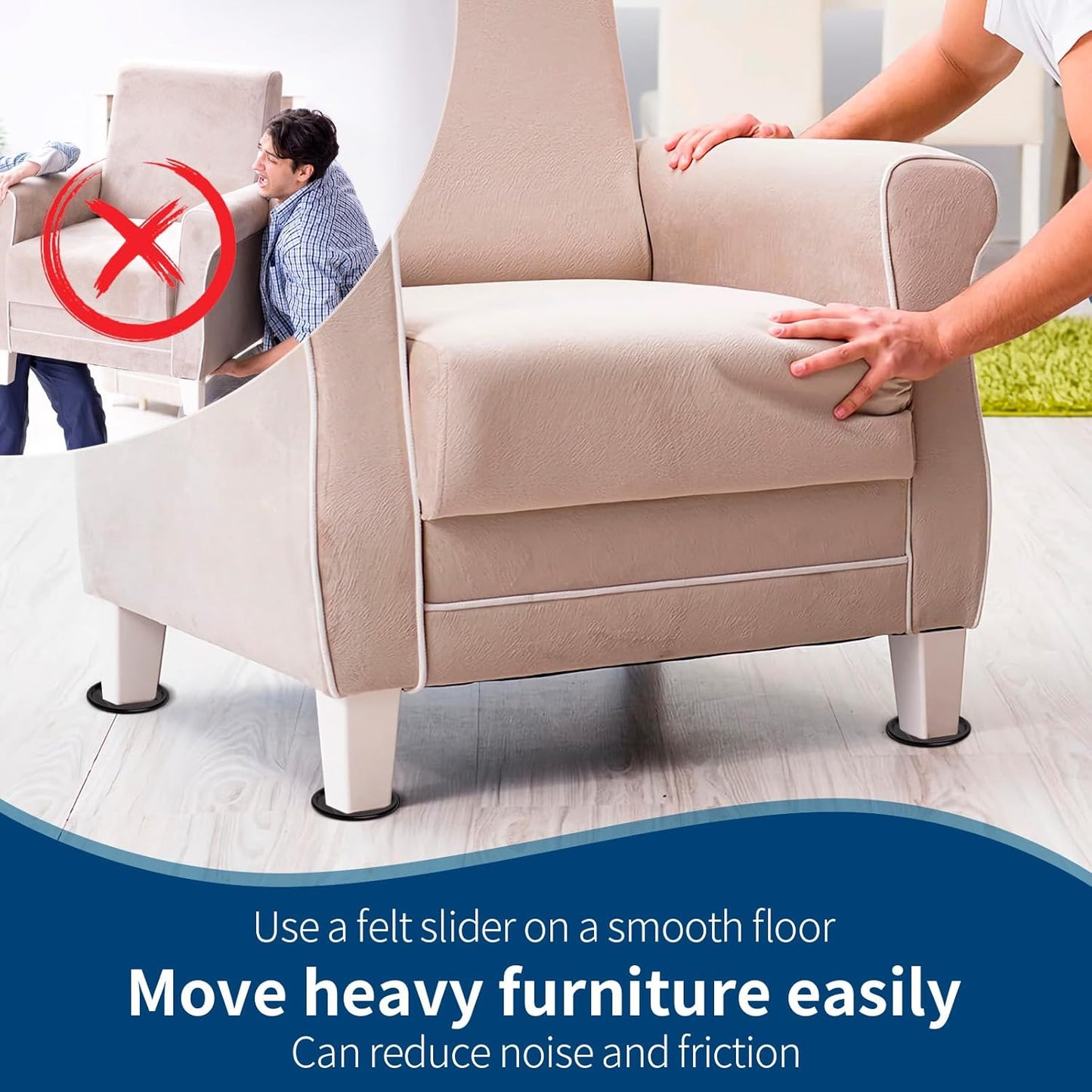 Ezprotekt 4" Round Reusable Felt Furniture Caster Cups with Carpet Bottom, 16 Pcs Felt Furniture Sliders Floor Protectors Pads to Protect Hardwood, Tile or Laminate Floors from Scratches (Brown/Gray)