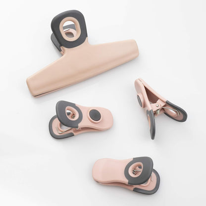 COOK WITH COLOR Bag Clips, Heavy Duty Chip Clip and Refrigerator Magnet Clips for Food Storage with Air Tight Seal Grip for Snack Bags and Food Bags (Pink, Pack of 8)