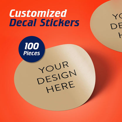 100 Custom Vinyl Stickers - Upload Your own Image, Text, Design, Logo - Personalized Logo Labels for Handmade, Packaging, Bottle, Jars, Candle, Brand Stickers (Brown, 3x3)
