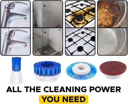 Electric Scrubber Power Cordless, Portable 360 Handheld Washing Cleaning Machine with 6 Replaceable Brush Heads, High Rotation for Bathroom, Floor, Kitchen, Car, Sink, Wall, Window