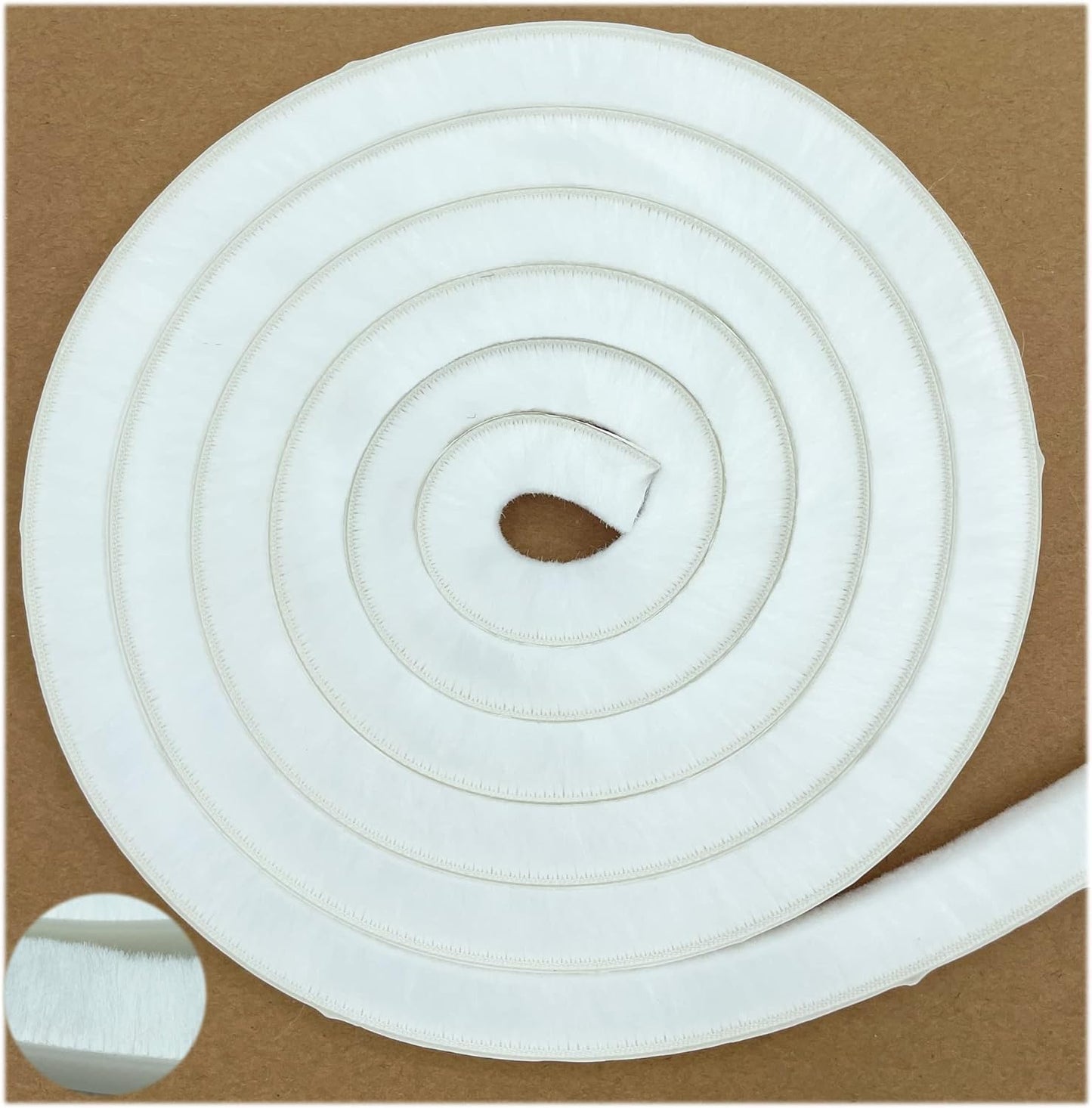 32 Ft Weather Stripping Self Adhesive Seal Strip Weatherstrip for Windows and Doors House Soundproofing(32ft x11/32 Backing x 9/16 Brush inch, White)