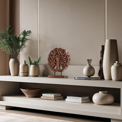 Decozen Solid Wood Tree of Life Sculpture - Home Decor, Living Room, Boho, Shelf, Coffee Table, Centerpiece Table Decorations, Mantle, Dining Table Centerpiece, Bathroom Shelf, Entryway, Farmhouse