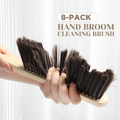 Tioncy 8 Pieces Wooden Dust Brush Bulk Hand Broom Bench Soft Bristle Cleaning Outdoor Furniture Brushes with Long Wood Handle for Cleaning Car Bed Sofa Fireplace Couch Clothes