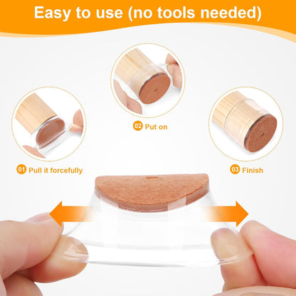 CHUNZEXI 16 Pack Chair Leg Floor Protectors for Hardwood Floors, Silicone Felt Covers Pads Caps, Protect Wood Furniture Feet Floors Noise Reduce and Scratch (Universal Small & Clear)