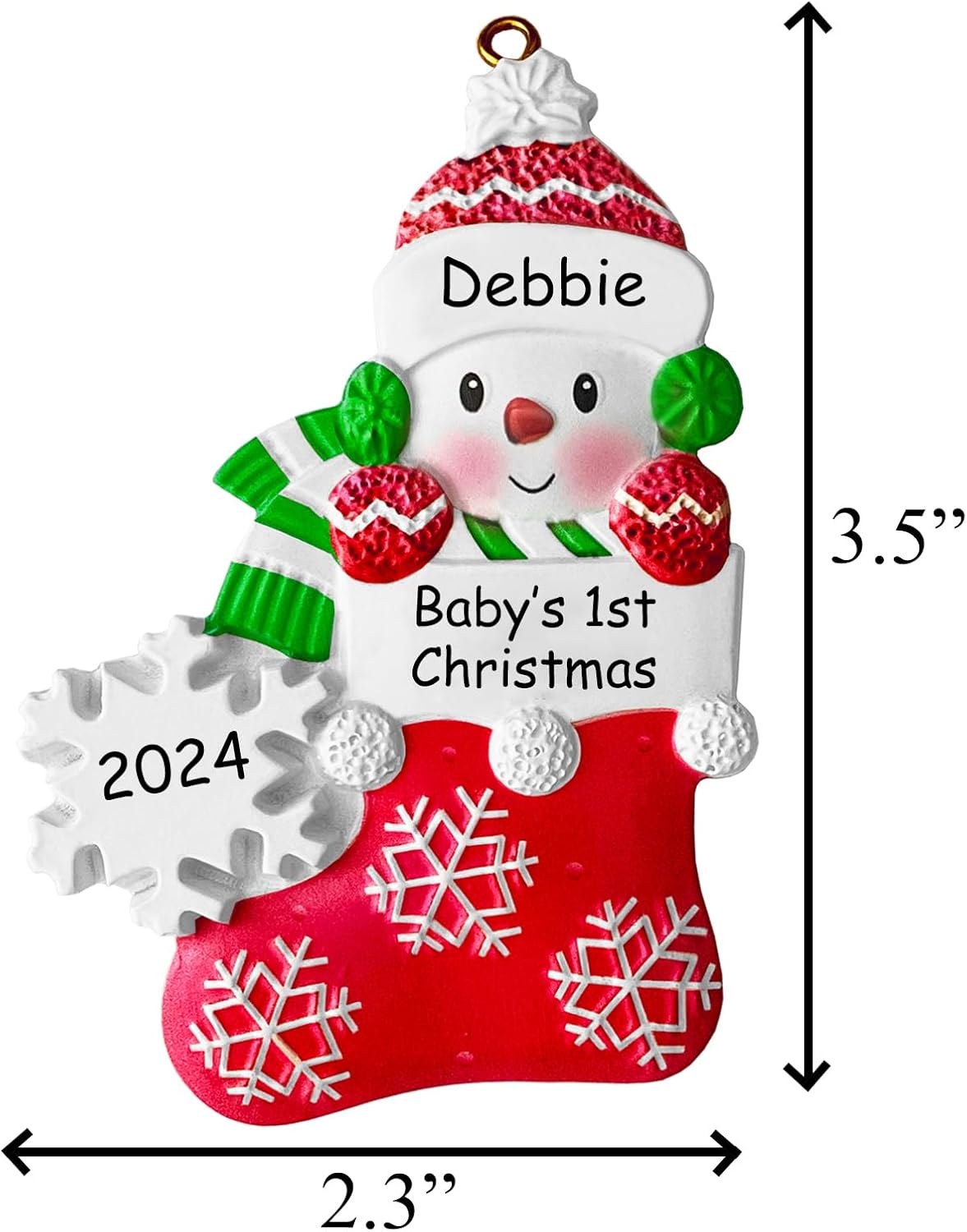 Babys First Christmas Ornament 2025 Boy Girl,Personalized Christmas Ornaments - 3 Color Options - Cusotm Snow Baby Ornaments 2025 w/Name and Year,Resin Snowman Ornament for Xmas Tree