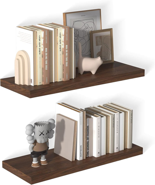 12 Inch Deep Floating Shelves for Wall 2 Pack Floating Shelves Large Storage Space Wall Mount Shelf for Living Room Kitchen Bathroom 30" W x 12" D x 1.2" H Rustic Brown