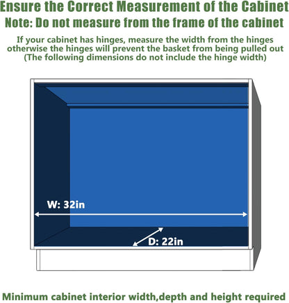 LOVMOR Pull Out Cabinet Organizer 31½" W x 21½" D, Kitchen Cabinet Pull Out Shelves Slide Out Storage