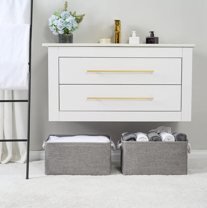 TheWarmHome Large Storage Bins Basket, 2 Pack Grey Fabric Storage Cubes for Changing Table Nursery Livingroom Kidsroom Playroom Toy, Collapsible Storage Baskets for organizing Shelves Closet