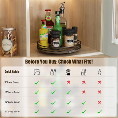 Lazy Susan Turntable Organizer for Table Top, 10’’ Round Wooden Lazy Susan for Cabinet Kitchen Countertop Pantry Dining Coffee Table for Condiments Spices, Rustic Bathroom Vanity Tray for Soap Candle