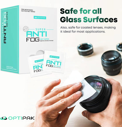 Anti Fog Wipes for Glasses, Binoculars, Face Shields, Ski Masks or Swim Goggles | Pre-Moistened Cleaning Antifog Lens Wipes for Eyeglasses and Defogger for Glasses (30 Count Pack of 2)