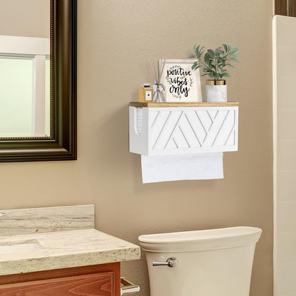 Paper Towel Dispenser Wall Mount, Paper Towel Holder Wall Mounted with Lid, Solid Wood Commercial C-Fold, Z-Fold, Trifold Hand Paper Towel Holder Dispenser Hand Towel Holder for Bathroom Kitchen Decor