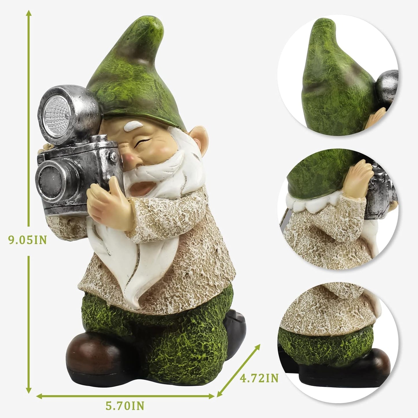 Garden Gnome-Solar Statue Outdoor-Gnomes Decorations for Yard - Photography Pose Gnome for Yard Patio Lawn Garden Gifts