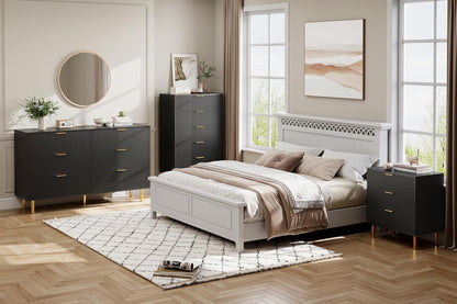 GAOMON 6 Drawer Dresser, Wood Chest of Drawers Organizer Storage with Gold Handle, Large Storage Cabinet, Modern Design Dresser for Bedroom, Living Room, Closet, Hallway, Entryway, Black