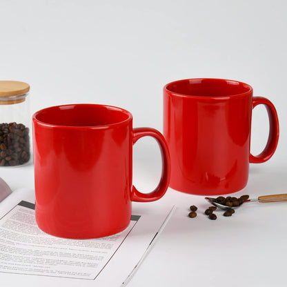 30oz Super Large Ceramic Coffee Mugs Large Handles Set of 2 (Red)