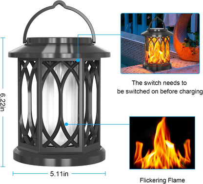 Solar Hanging Lanterns Outdoor, Flickering Flames Outdoor Solar Lights Hanging Lanterns Waterproof Decoration Lighting for Table, Garden, Patio, Tree (4 Pack)