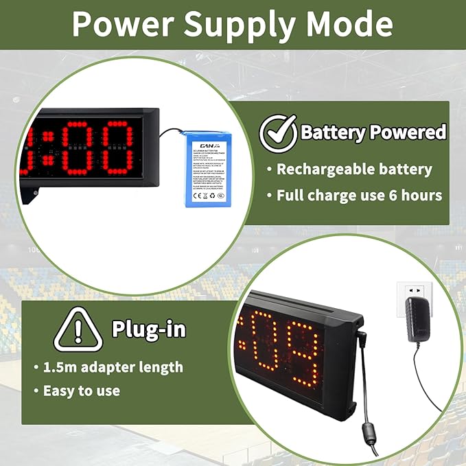 Large LED Display Digital Race Timer Clock with Tripod,Battery,Remote Control,Function-Countdown/Up/Time Clock,for Sports Events, Races, Meetings, Presentations (Non-Waterproof +RGB)