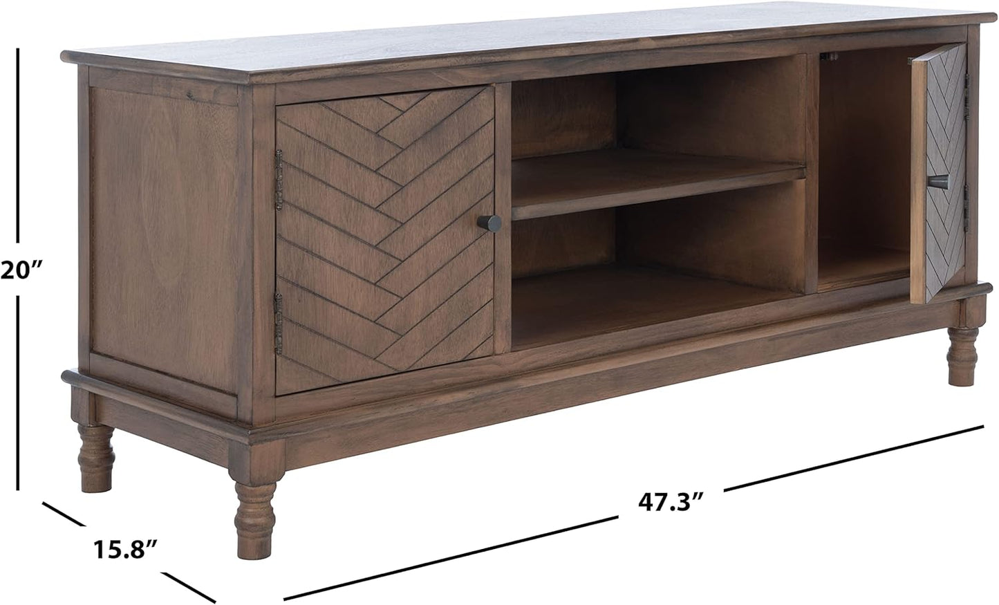 SAFAVIEH Magnolia TV Stand for up to 55" Flatscreen – Brown, 2 Doors with Interior Storage, 2 Open Shelves, Entertainment Media Console (MED5702C)