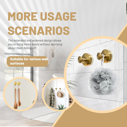 4 Pcs Suction Cup Hooks for Shower，Removable Hooks，Towel Hook，Suction Hook for Bathroom, Bedroom, Glass Window (Gold)