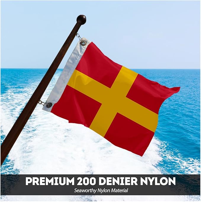 AGAS Romeo Code R Marine Signal 4x6 Ft Flag - Printed 200D Nylon - Canvas Header - Brass Grommets - Colorfast & Stitched Edges - Nautical Boat Flag - Naval Code Signal Flag.