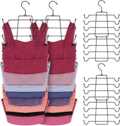 ZEDODIER 6 Pack Tank Top Hanger, Space Saving Bra Hangers, Non-Slip Hanging Sport Bras Holder, Closet Organizers and Storage for Camisoles Tank Tops Bras Ties Swimsuits Strappy Dress, Black