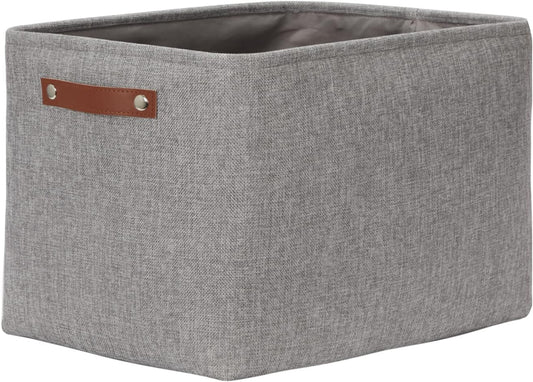 DULLEMELO Storage Baskets Large 16"x12"x12" Tall Rectangular Baskets Fabric Storage Bins for Organizing [1 Pack] Collapsible Linen Shelf Baskets for Clothes, Toys, Closet, Laundry (Grey)