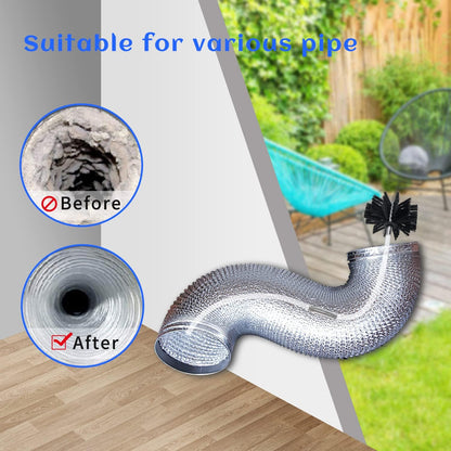HOKLNUSE Dryer Vent Cleaner Kit Chimney Sweep Cleaning Tools Pellet Stove Cleaner Kit Air Dryer Duct Fireplace Brushes for Easy Lint Cleaning with 4" and 6" Brush Heads (Medium Duty, 20Feet)