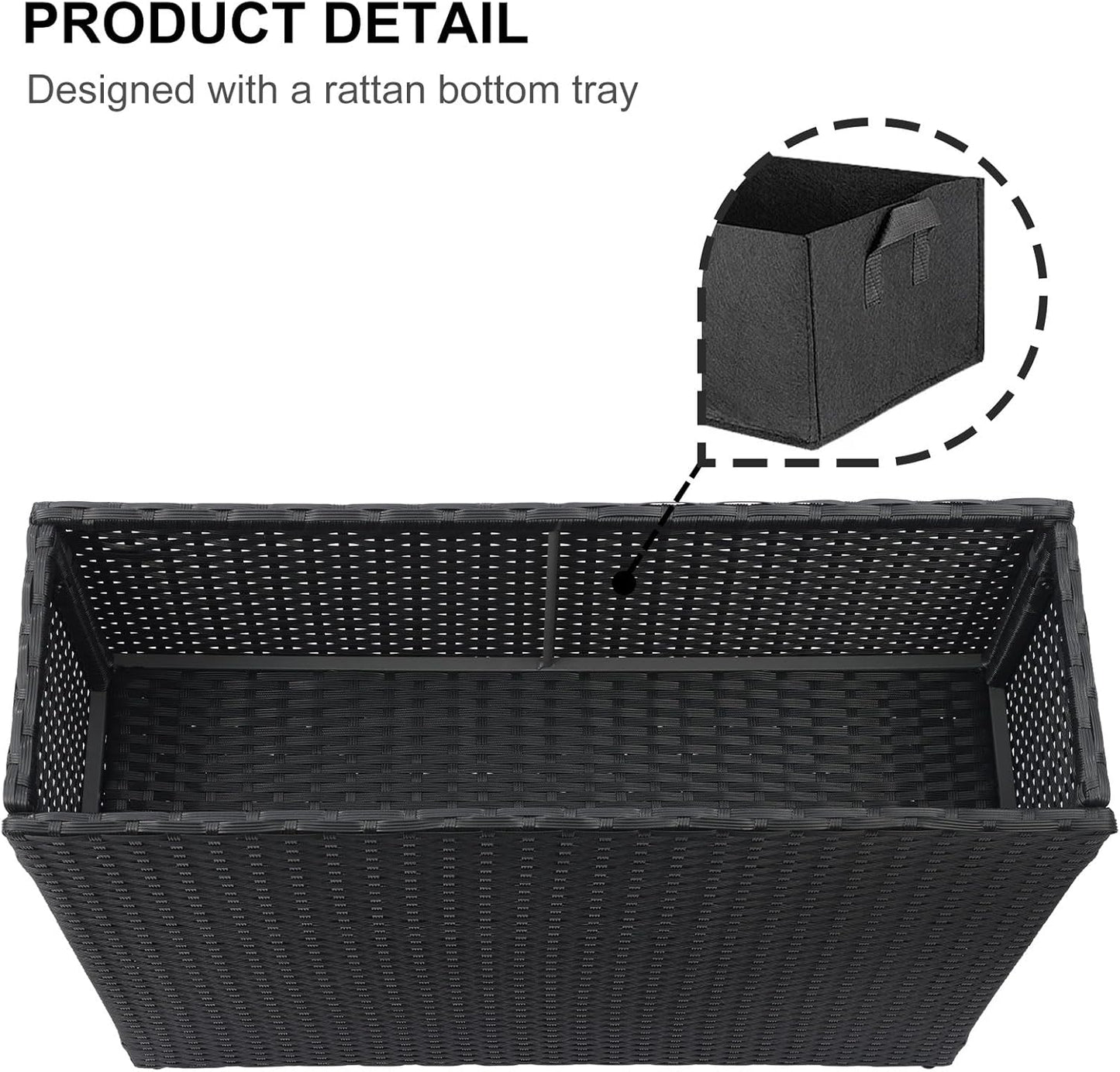 SUNNYPARK Tall Rectangular Planter with Removable Liner, All-Weather PE Rattan Large Modern Planters Indoor Outdoor Flower Plant Pots Garden Box Patio Yard Front Porch Deck