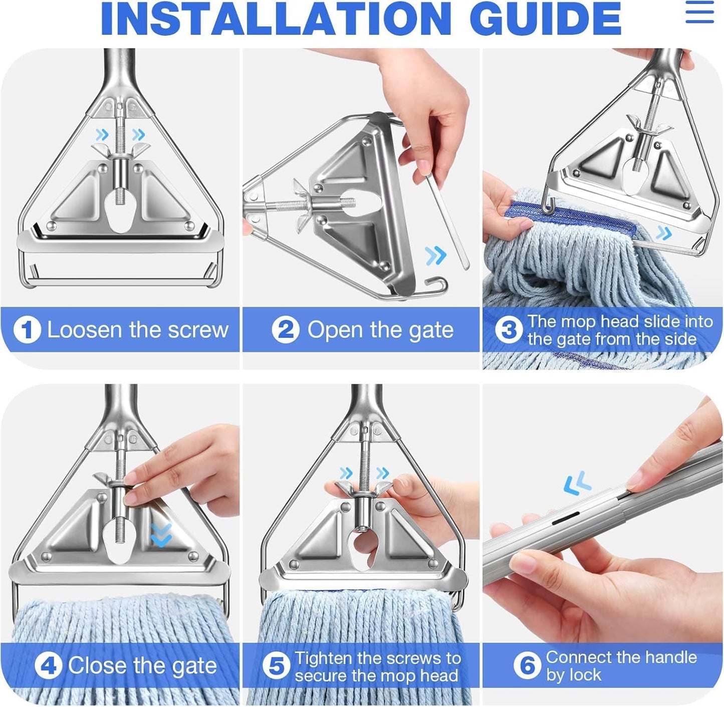 Commercial Mop Handle Heavy Duty,Industrial Metal Mop Stick Replacement for Home, Garage, Office, Workshop,Warehouse Floor Cleaning