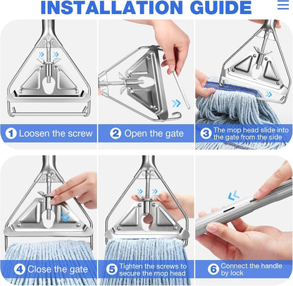 Commercial Mop Handle Heavy Duty,Industrial Metal Mop Stick Replacement for Home, Garage, Office, Workshop,Warehouse Floor Cleaning