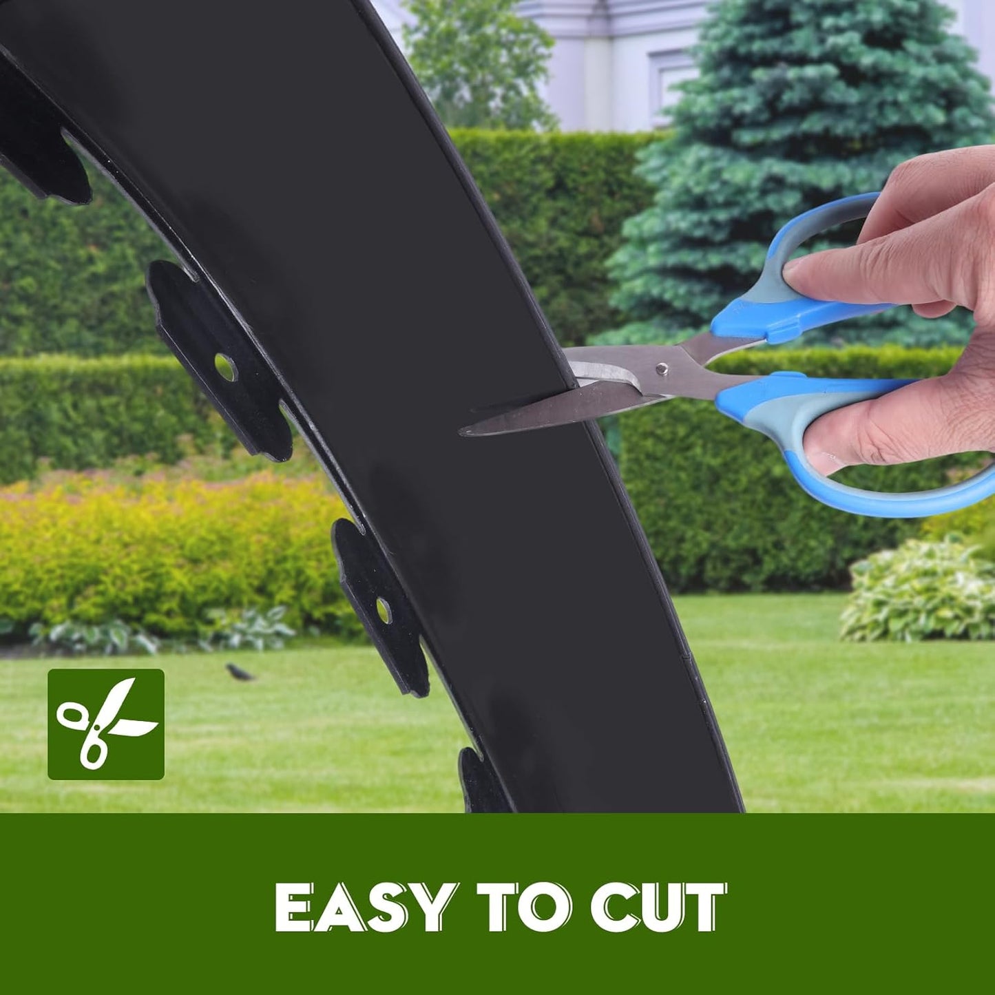 No Dig Landscape Edging 2" x 33FT Kit, Plastic Edging for Landscaping with 100 Spikes, for Garden, Lawn, Flower Beds and Yard, Black